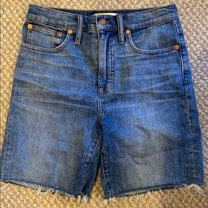 High Rise Mid Length Denim Shorts